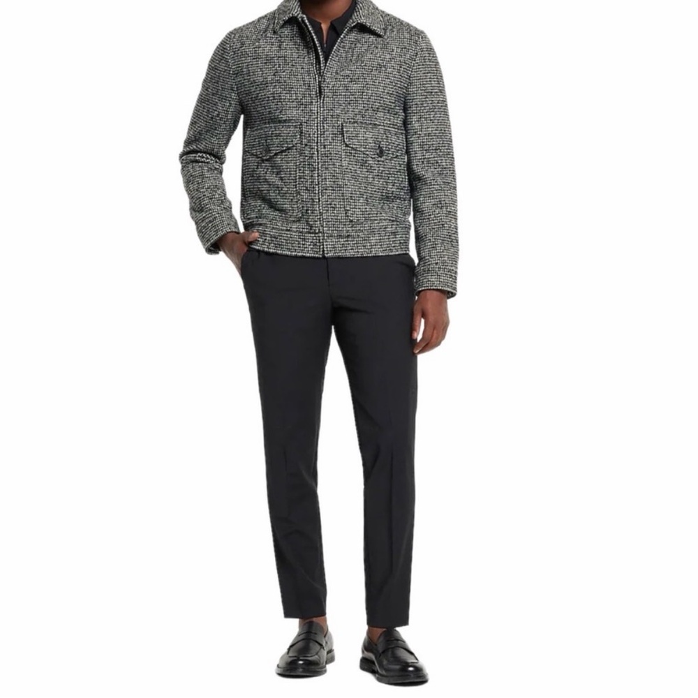 Stylish Black and Gray Tweed Jacket wool